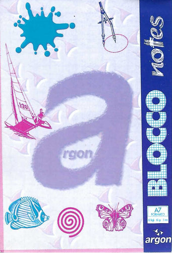 40 Block Notes Argon A7 (66 x 98 mm) tascabile 60 fogli Rigatura 5 MM 60 gr/mq