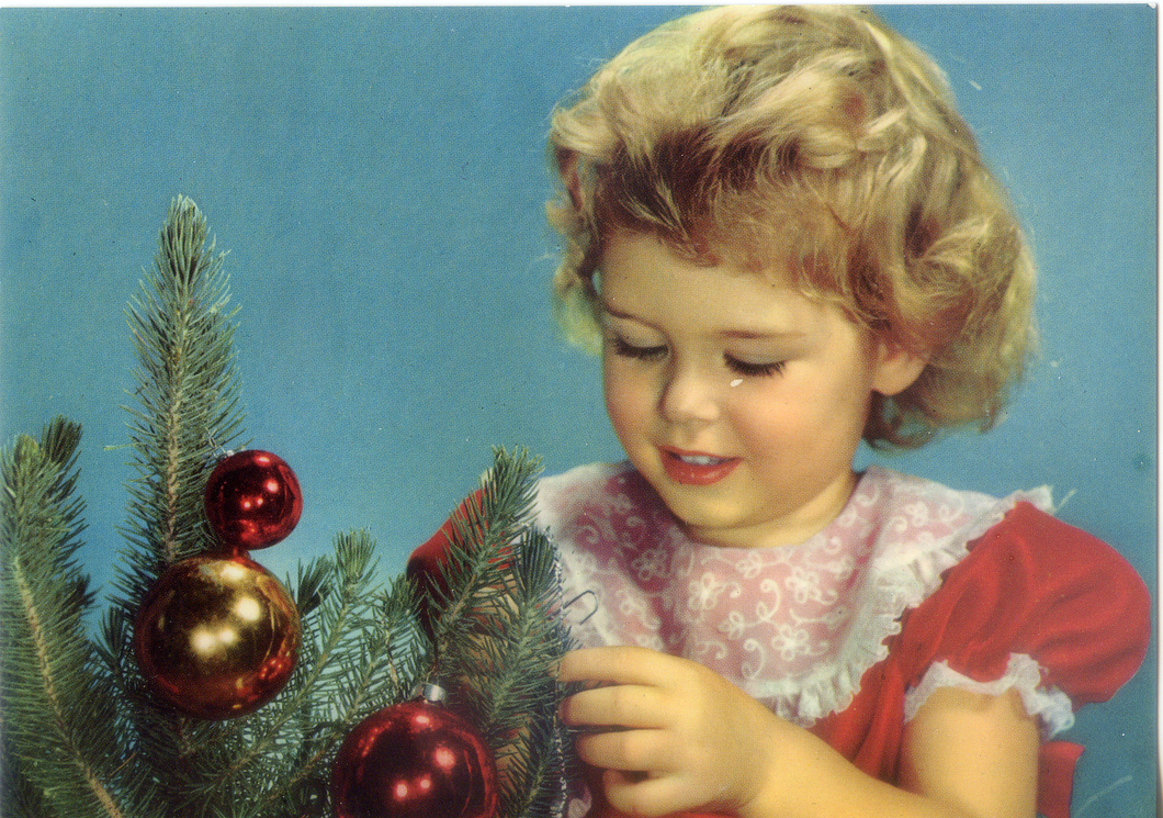 Cartolina Bambina con Albero di Natale Rotalcolor Rotalfoto Milano R.104/bis(11)