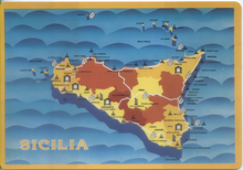 Carica l&#39;immagine nel visualizzatore di Gallery, Cartolina Mappa di Sicilia (1) Garami