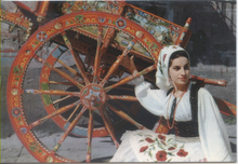 Carica l&#39;immagine nel visualizzatore di Gallery, Cartolina Costumi Siciliani Ragazza in costume con carretto (7/22) Garami