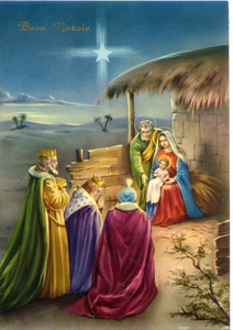 Cartolina Buon Natale (S/194) Edizioni Saemec [5] Sacra Famiglia e i Magi