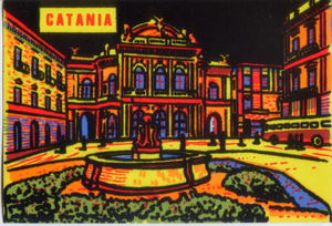 Cartolina Vellutata Catania Teatro Massimo - Aliprandi Editore - Anni '60