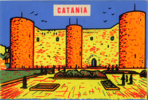 Cartolina Vellutata Catania Castello Ursino-Aliprandi Editore Anni '60