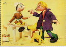 Carica l&#39;immagine nel visualizzatore di Gallery, Cartolina Pinocchio e Mastro Geppetto-Edizioni Del Colombo-Anni &#39;60