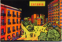 Carica l&#39;immagine nel visualizzatore di Gallery, Cartolina Vellutata Catania Corso Italia-Aliprandi Editore Anni &#39;60