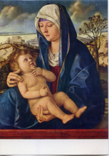 Carica l&#39;immagine nel visualizzatore di Gallery, Cartolina Madonna e Bambino in un paesaggio-Giovanni Bellini (2/8900/00) Garami