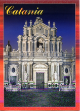 Carica l&#39;immagine nel visualizzatore di Gallery, Cartolina Catania Cattedrale di Notte con Glitter [56936] Kina Italia