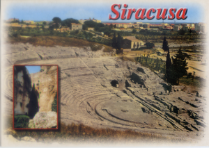 Cartolina di Siracusa Teatro Greco e Orecchio di Dionisio - Kina Italia