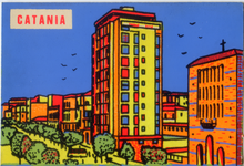 Carica l&#39;immagine nel visualizzatore di Gallery, Cartolina Vellutata Catania Grattacielo-Aliprandi Editore-Anni &#39;60