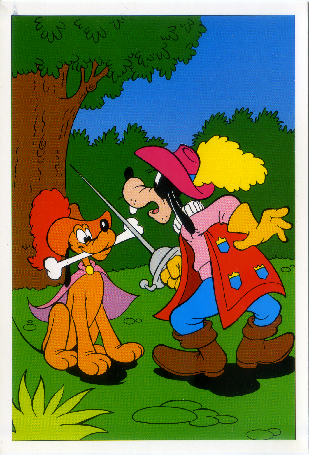 Cartolina Walt Disney Pippo e Pluto (Moschettieri) 12 x 17