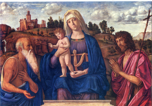 Cartolina Madonna e Bambino con S. Gerolamo e S. G. Battista-Cima da Conegliano