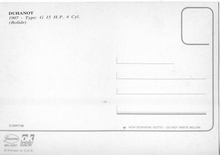 Carica l&#39;immagine nel visualizzatore di Gallery, Cartolina Postcard Auto Duhanot 1907 Type: G 15 H.P. 4 Cyl. (Bolide) Garami