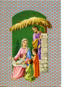 Cartolina Buon Natale (S 5173) Edizioni Saemec [3] Sacra Famiglia e Bambini