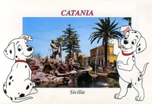 Carica l&#39;immagine nel visualizzatore di Gallery, Cartolina Walt Disney -Catania - Piazza Stazione &quot;Il ratto di Proserpina&quot;