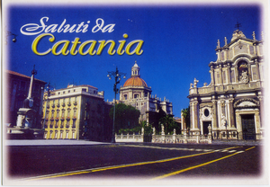 Cartolina Saluti da Catania [Piazza Duomo] (49532/C) Kina Italia