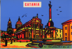 Cartolina Vellutata Catania Piazza Duomo-Aliprandi Editore Anni '60