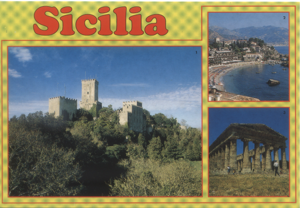 Cartolina Sicilia (33510/F) Erice - Giardini Naxos - Segesta Kina Italia