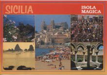 Carica l&#39;immagine nel visualizzatore di Gallery, Cartolina Sicilia (33527/F) Taormina-Aci Trezza-Cefalù-Pupi-Monreale Kina Italia