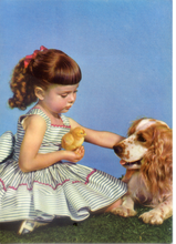 Carica l&#39;immagine nel visualizzatore di Gallery, Cartolina Bambina con Pulcino e Cocker Rotalcolor Rotalfoto Milano R.104/bis (3)