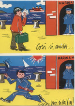 Carica l&#39;immagine nel visualizzatore di Gallery, Cartolina Militare Umoristica &quot;Così si arriva/Così poi si va via&quot; (515/3) Continental S.r.l.