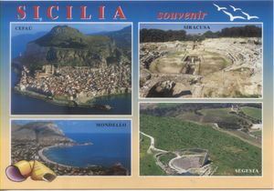 Cartolina Sicilia Cefalù-Mondello-Segesta-Siracusa (515)
