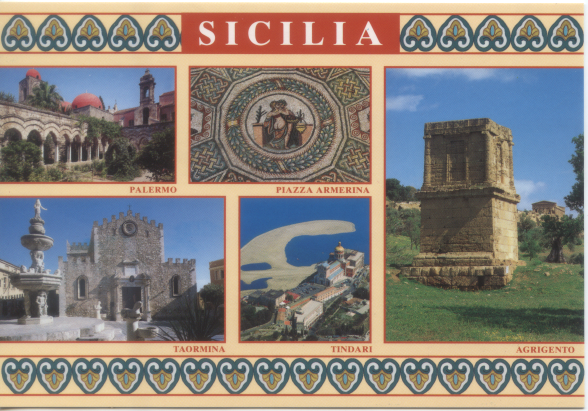 Cartolina Sicilia Palermo-Taormina-Piazza Armerina-Tindari-Agrigento (516)