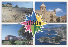 Carica l&#39;immagine nel visualizzatore di Gallery, Cartolina Sicilia Siracusa-Selinunte-Palermo-Taormina (517)