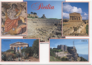 Cartolina Sicilia Piazza Armerina-Agrigento-Erice-Segesta-Siracusa (520)