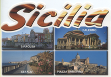 Carica l&#39;immagine nel visualizzatore di Gallery, Cartolina Sicilia Fustellata (54539) Siracusa - Palermo - Cefalù - Piazza Armerina - Kina Italia