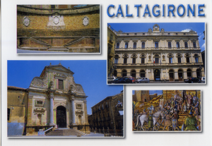 Cartolina Caltagirone con 4 vedute (54645) Kina Italia Milano