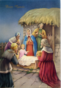 Cartolina Buon Natale (S/194) Edizioni Saemec [1] Sacra Famiglia e i Magi