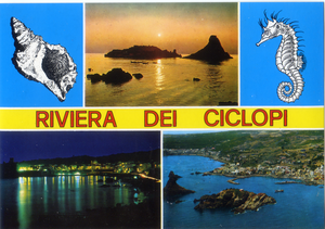 Cartolina Riviera dei Ciclopi - Isola Lachea e Faraglione Grande (02)Kina Italia