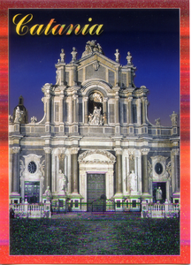 Cartolina Catania Cattedrale di Notte con Glitter [56936] Kina Italia