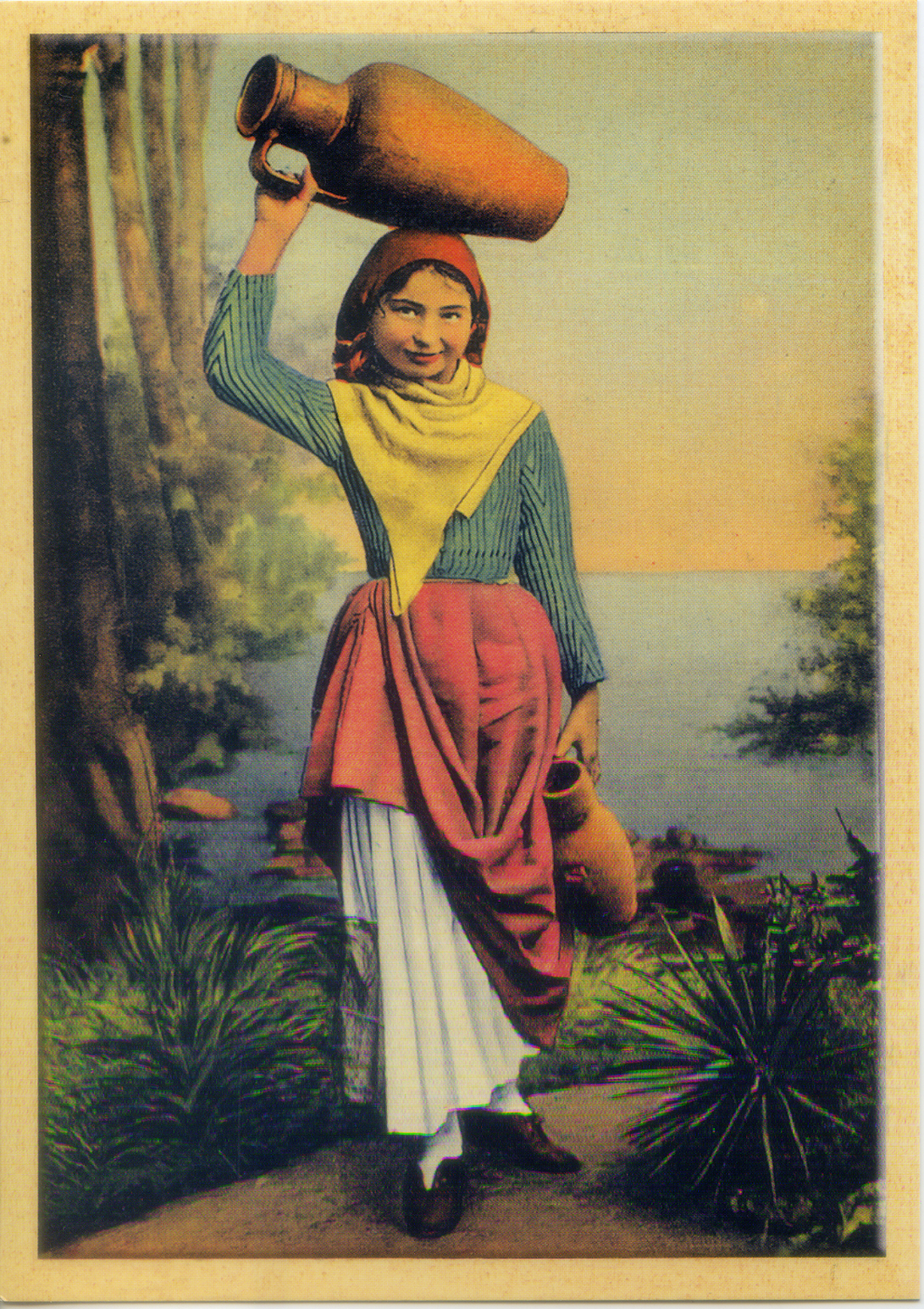 Cartolina Antichi Costumi Siciliani - Bambina con Anfore -(404)