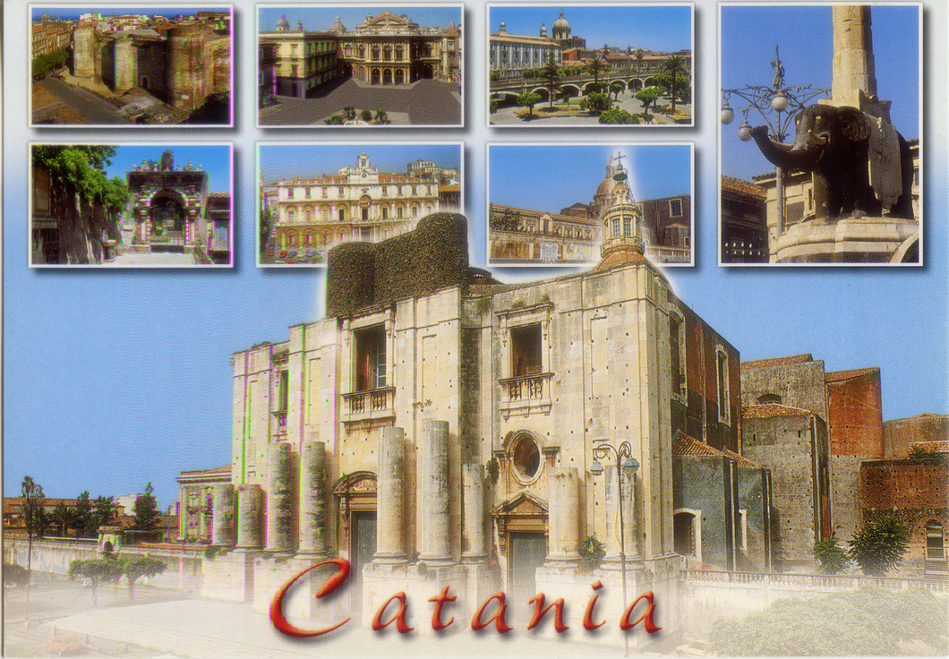 Cartolina Catania con 8 vedute [55381/F] Kina Italia