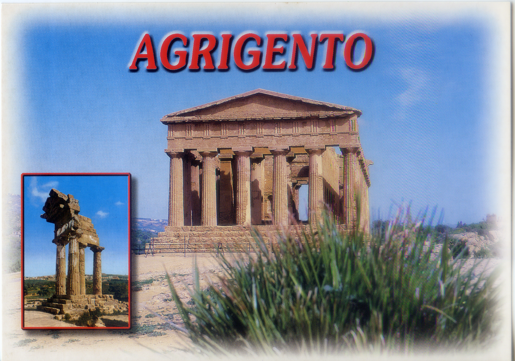 Cartolina di Agrigento Tempio della Concordia e Tempio di Castore e Polluce