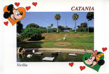 Carica l&#39;immagine nel visualizzatore di Gallery, Cartolina Walt Disney con veduta della Villa Bellini -Catania 12 x 17