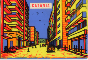 Cartolina Vellutata Catania - Aliprandi Editore Anni '60