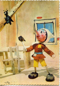 Cartolina Pinocchio con Grillo Parlante - Edizioni Del Colombo - Anni '60