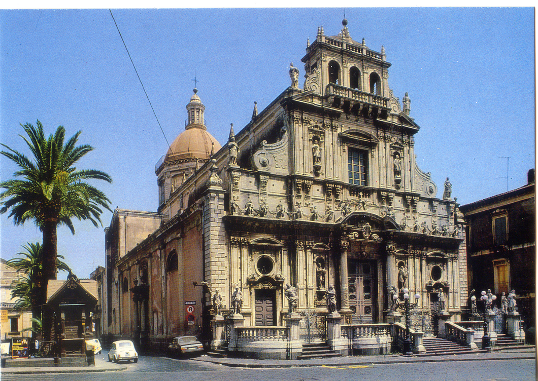 Cartolina Acireale Basilica di San Sebastiano (24838) Kina Italia Anni '80