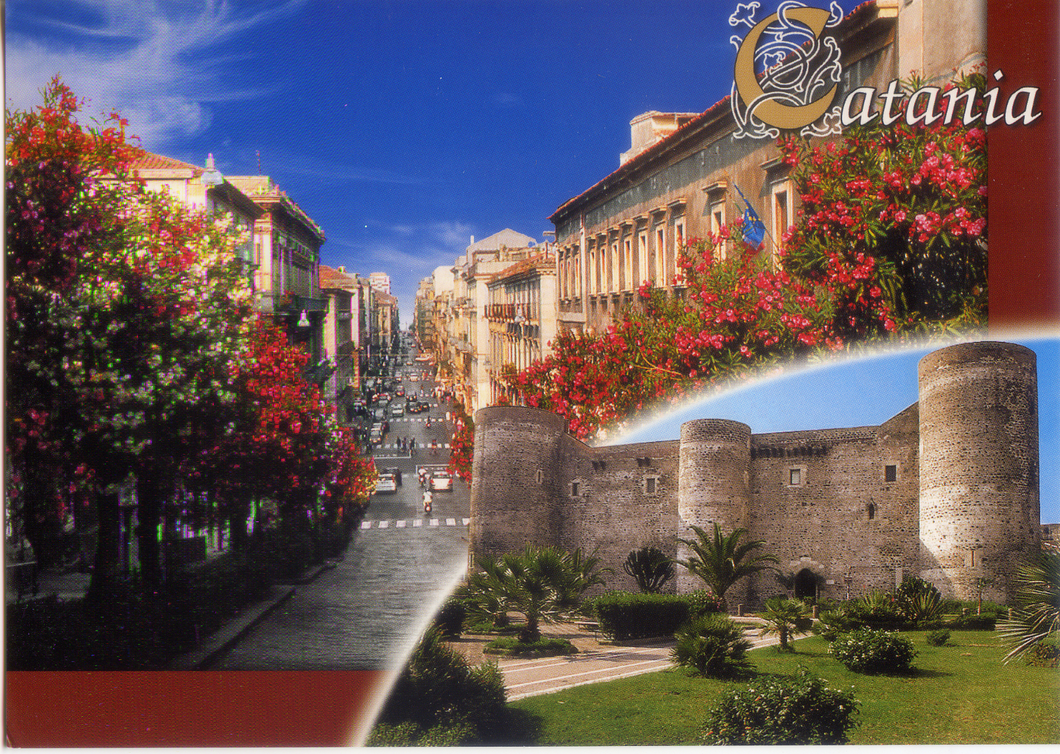 Cartolina Catania via A. di Sangiuliano/Castello Ursino [55804] Kina Italia