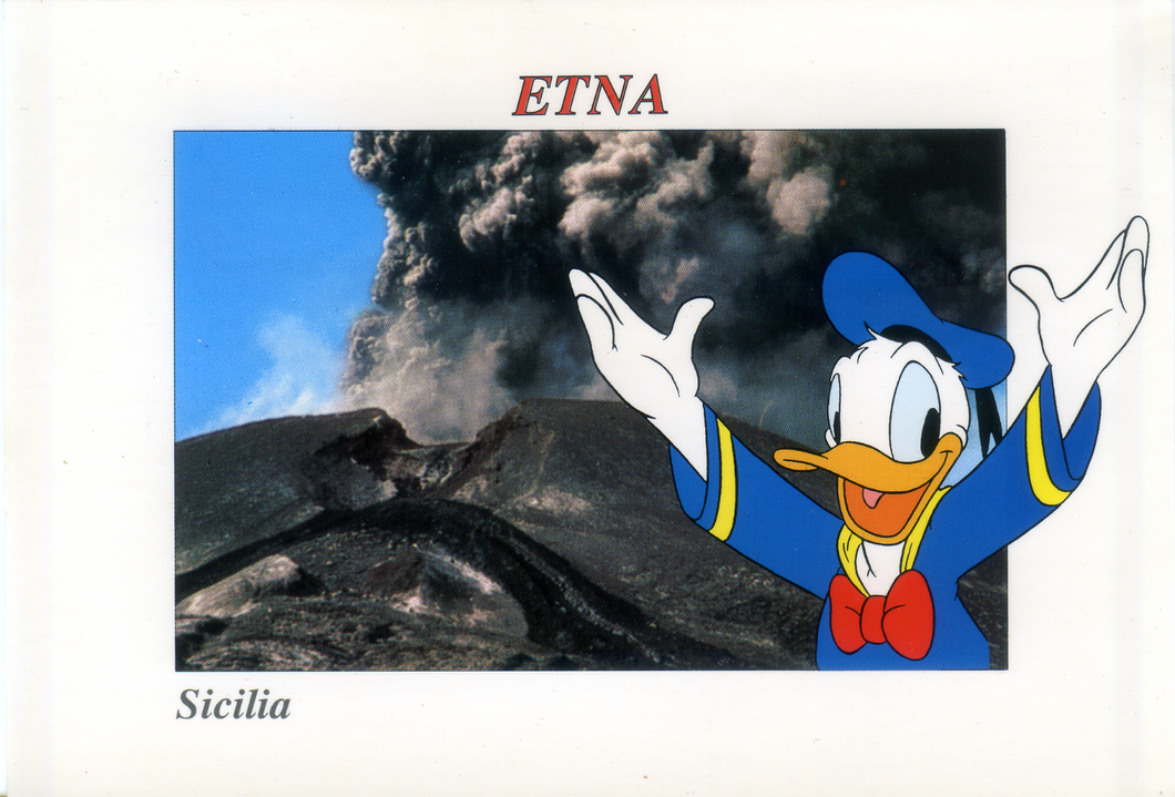 Cartolina Walt Disney Etna - Esplosione al cratere N/E