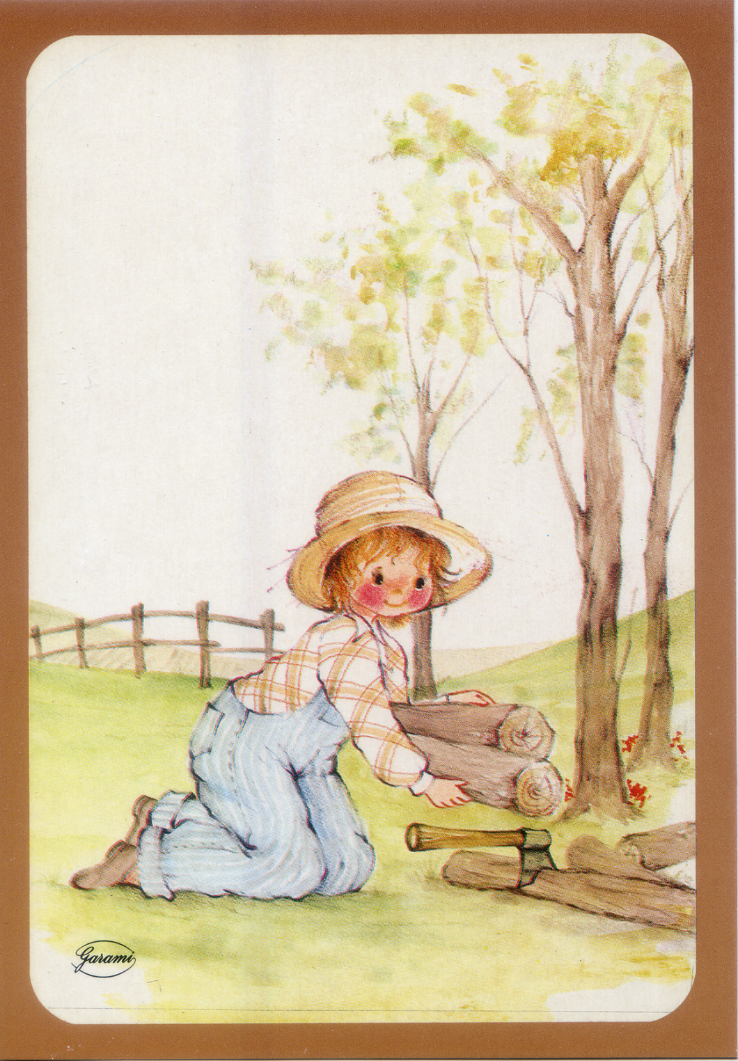 Cartolina Postcard Illustrazione Bambini in Campagna (1422/C) Garami Milano