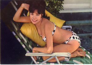 Cartolina Ragazza in costume da bagno su sdraio (900/6) SAR Anni'60