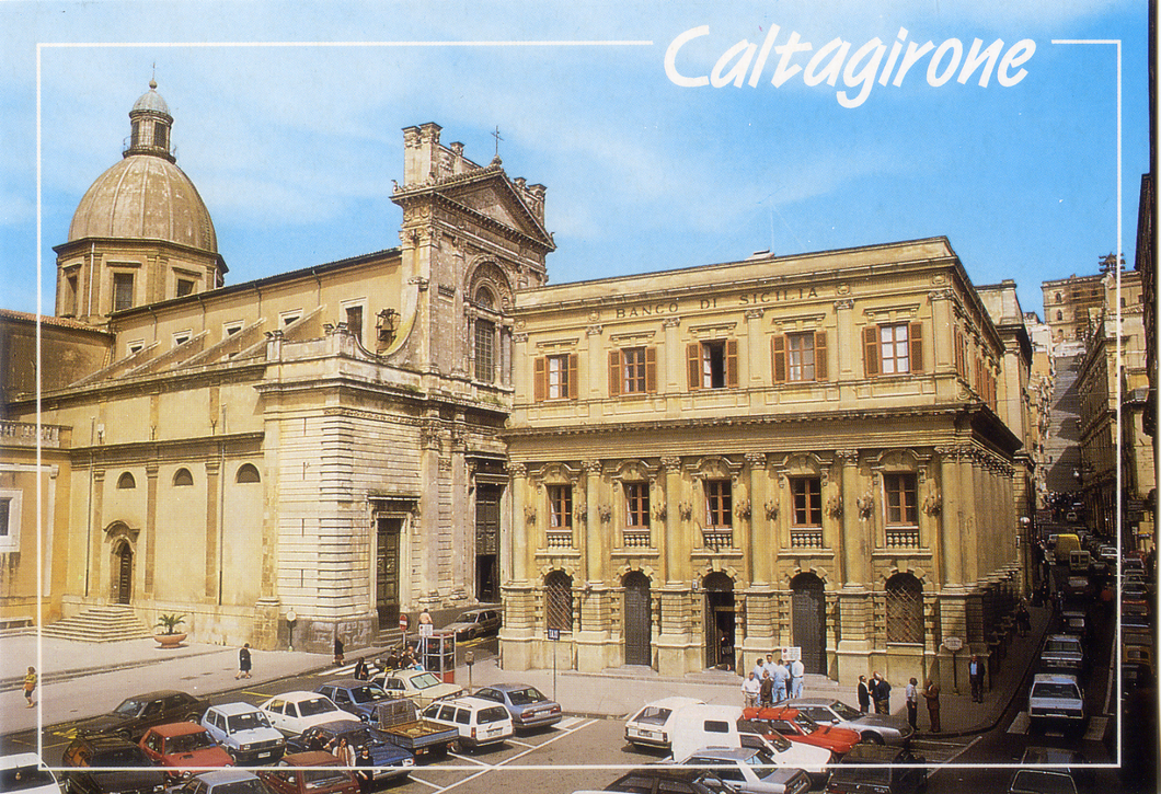 Cartolina Caltagirone Cattedrale e Scala S.M. del Monte (33223/F) Kina Italia