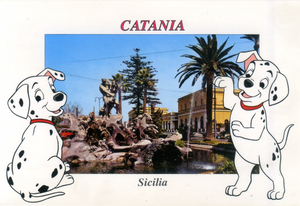 Cartolina Walt Disney -Catania - Piazza Stazione "Il ratto di Proserpina"