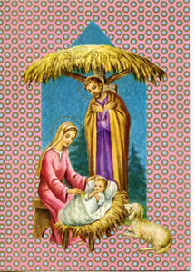 Cartolina Buon Natale (S 5173) Edizioni Saemec [2] Sacra Famiglia e Agnellino