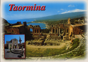 Cartolina Taormina Teatro Greco e riquadro del Duomo (48160) Kina Italia Milano