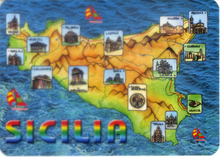 Carica l&#39;immagine nel visualizzatore di Gallery, Cartolina Sicilia Mappa - Grafiche Milan Cards
