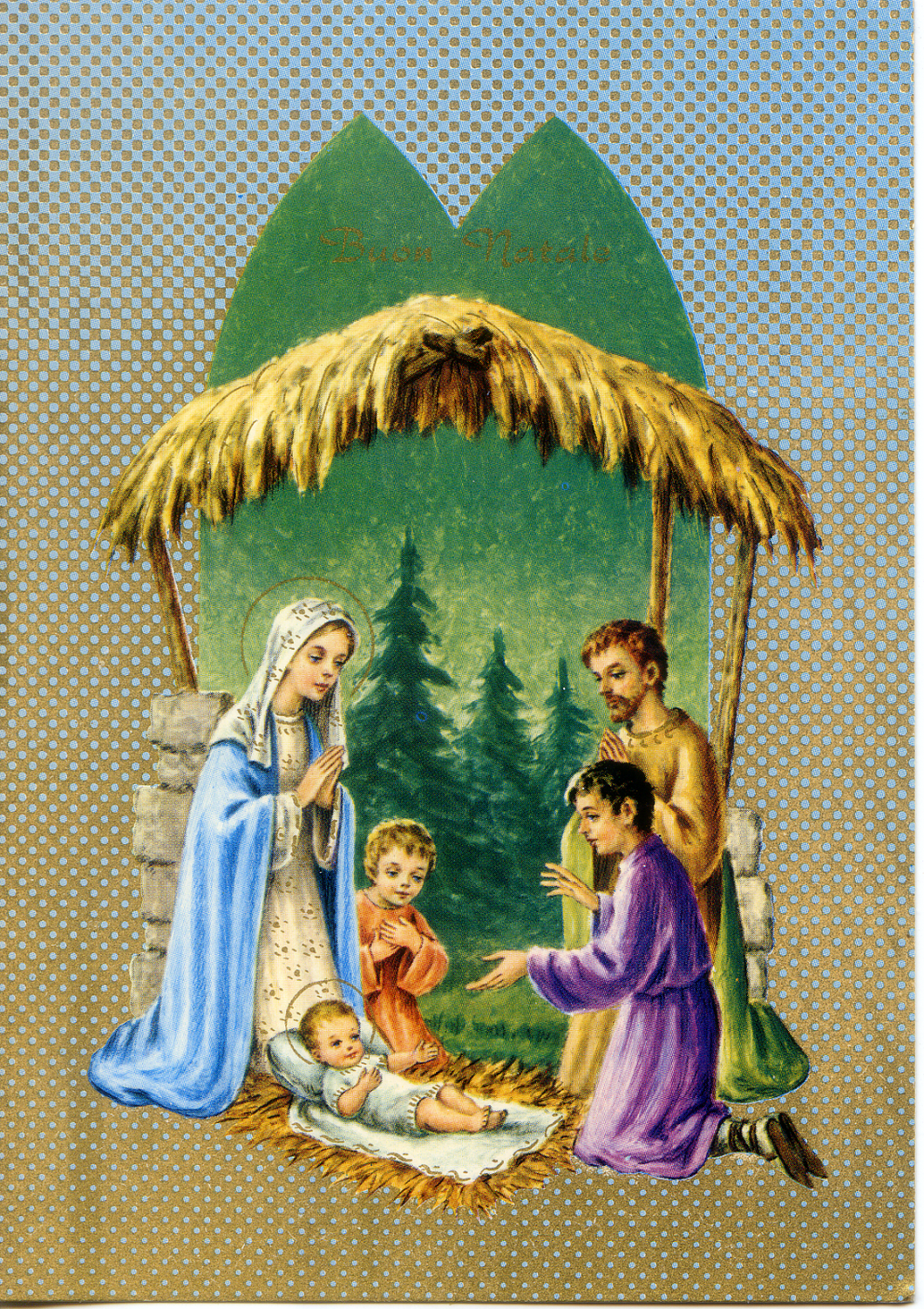 Cartolina Buon Natale (S 5173) Edizioni Saemec [4] Sacra Famiglia e Bambini